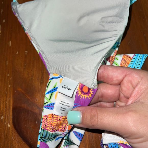 Echo Tropicalia Floral Bikini Swim Top Bottom Set Large - Picture 6 of 8